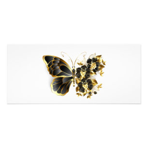 Carte Publicitaire Gold flower Butterfly with Black Orchid