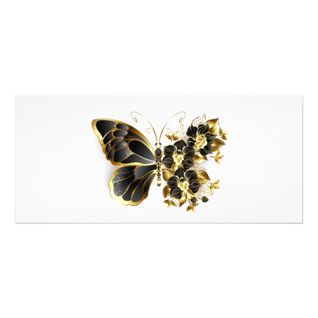 Carte Publicitaire Gold flower Butterfly with Black Orchid (Devant)
