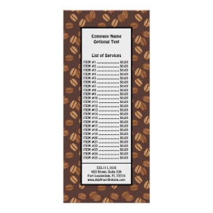 Carte Publicitaire Grains de Café Haricots Foncé Torréfaction Marron