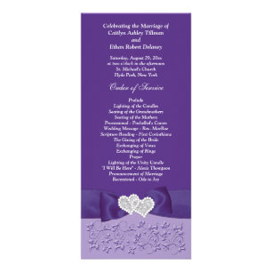 Carte Publicitaire IMPRIMÉ BOW Purple White Floral Wedding Program