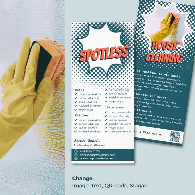 Carte Publicitaire Informations sur les services de nettoyage de mais (Professional House Cleaning Services Information Rack Card)
