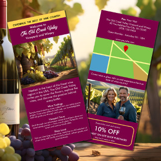 Carte Publicitaire Informations touristiques marketing vignoble vigno