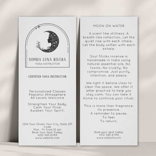 Carte Publicitaire Instructeur de Yoga Boho Arch Crescent Céleste Lun (Boho Arch Celestial Crescent Moon Yoga Instructor Rack Card)
