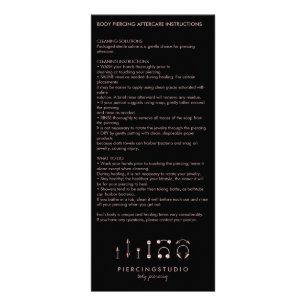 Carte Publicitaire Instructions de soins postérieurs Corps Piercing B