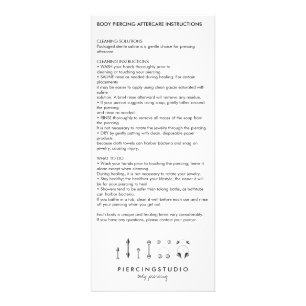 Carte Publicitaire Instructions de suivi Corps Piercing transparent