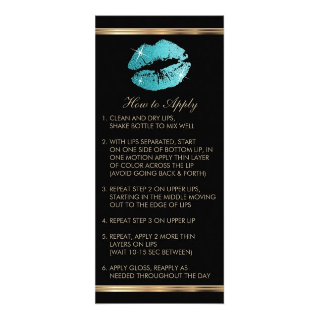 Carte Publicitaire Instructions turquoise Parties scintillant Lipstic (Devant)