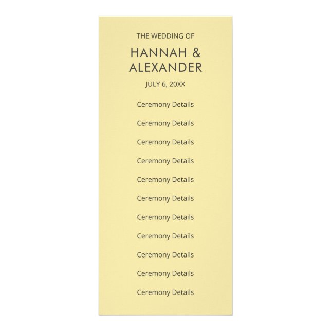 Carte Publicitaire Island Citrus Yellow Wedding Program (Devant)