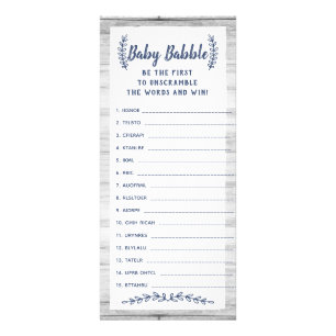 Carte Publicitaire Jeu de Baby shower Word Scramble, 25 Pack