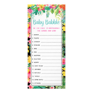 Carte Publicitaire Jeu de Baby shower Word Scramble, 25 Pack