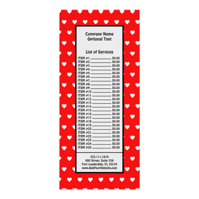 Carte Publicitaire Jolis coeurs blancs rouges Mignon Saint-Valentin A (Devant)