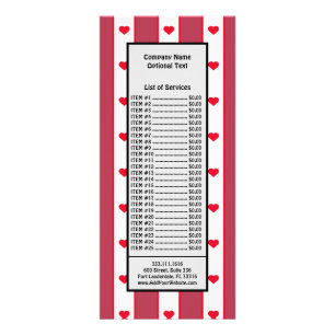 Carte Publicitaire Jolis cœurs rouges Saint-Valentin Lignes blanches 