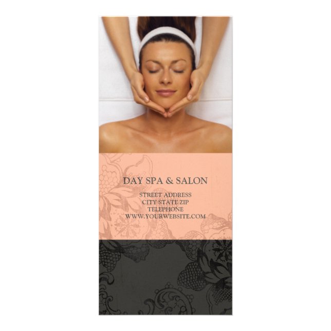 Carte Publicitaire Jour Spa Massage Thérapie Tarification {Peach} (Devant)