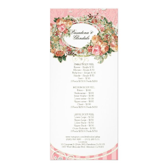 Carte Publicitaire Kris London Beauty - Baroque Anglais Rose Floral (Dos)