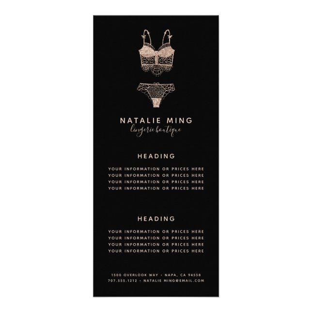 Carte Publicitaire Lace Lingerie Boutique Logo Informations ou prix (Devant)