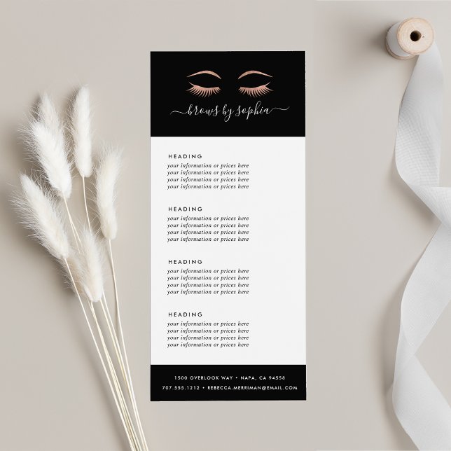 Carte Publicitaire Lashes et broyeurs roses en or | Tarification ou s (Créateur téléchargé)