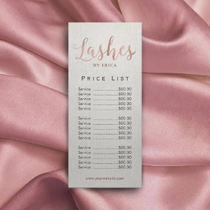 Carte Publicitaire Lashes Salon Lash Bar Esthétique Liste des prix