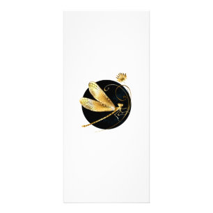 Carte Publicitaire libellule d'or en cercle noir
