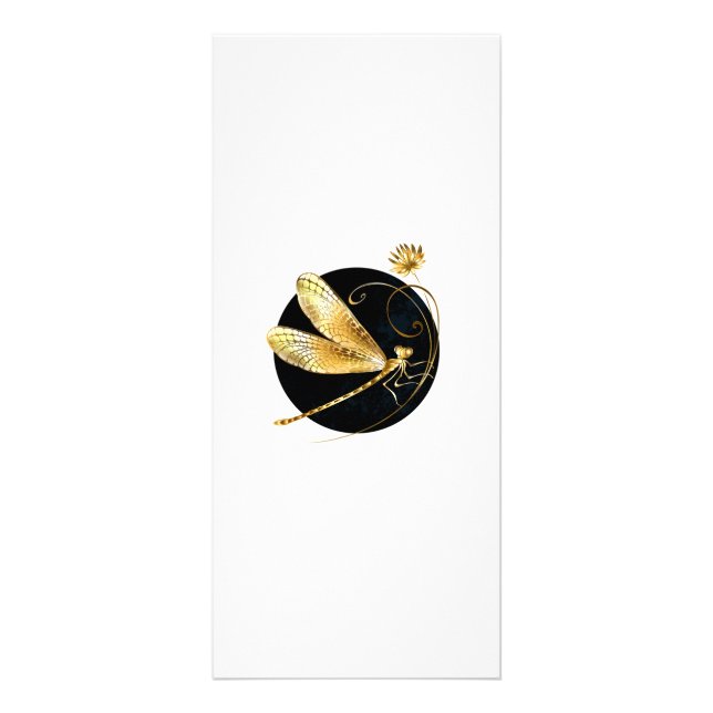 Carte Publicitaire libellule d'or en cercle noir (Devant)