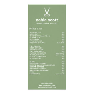 Carte Publicitaire Liste de cheveux mobile Ciseaux Green Tarifs
