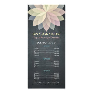 Carte Publicitaire Liste des prix de YOGA Instructeur Studio Lotus Ma