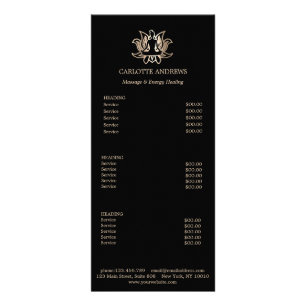 Carte Publicitaire Liste des prix du salon Yoga Mandala