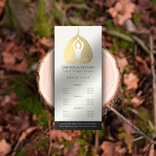 Carte Publicitaire Liste des prix YOGA Studio Pose de méditation Bodh