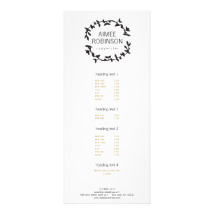 Carte Publicitaire LOGO DE BOHÈME de GUIRLANDE de FEUILLE dans NOIR