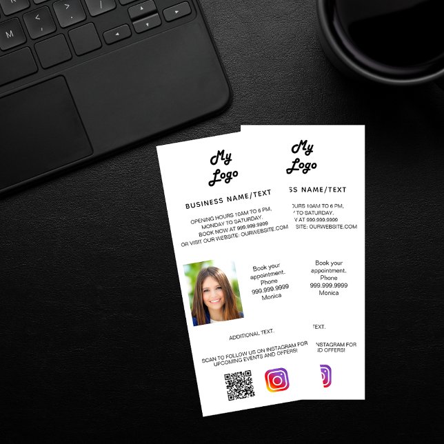 Carte Publicitaire Logo de l'entreprise photo promotion qr code insta (Créateur téléchargé)