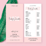 Carte Publicitaire Logo moderne Blush Rose Lashes Beauté Liste de pri<br><div class="desc">Tarif Feminine Business avec des polices de script tendance et des couleurs rose vif. Le menu de prix esthétique rose moderne comprend de l'espace pour votre liste de prix des services, le logo de l'entreprise et les coordonnées. La disposition minimale et les couleurs élégantes ajouteront une touche de style à...</div>