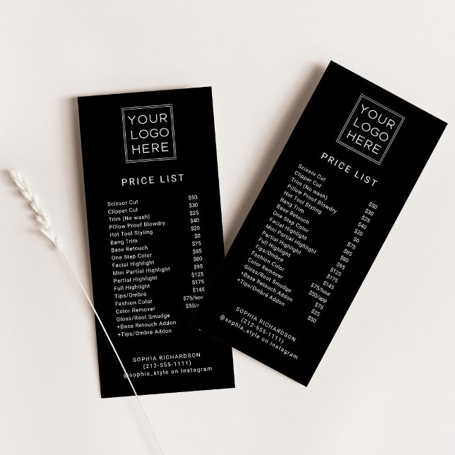 Carte Publicitaire Logo personnalisé professionnel | Services Tarifs (Créateur téléchargé)