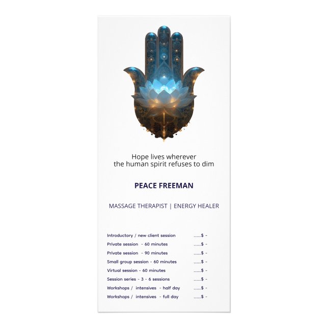 Carte Publicitaire Lotus Illumination | Conception de la main Hamsa (Devant)