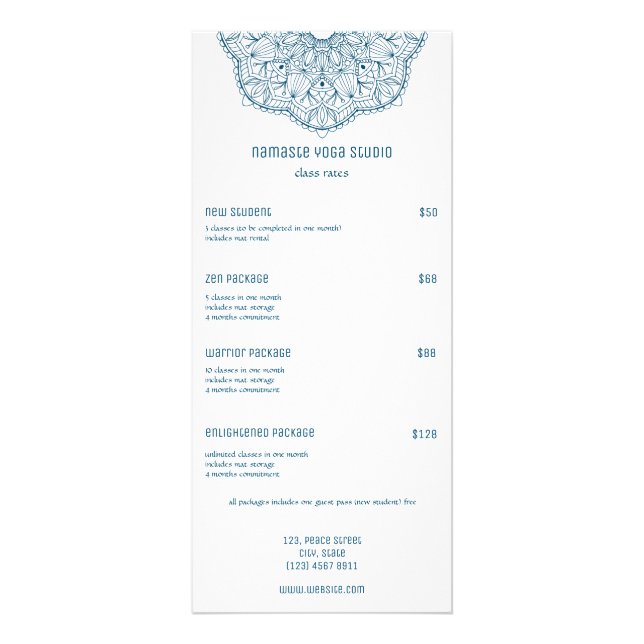 Carte Publicitaire Mandala turquoise Yoga Reiki Massage à la main Man (Devant)