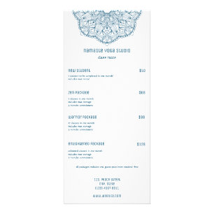 Carte Publicitaire Mandala Turquoise, Yoga Reiki Massage Mandala