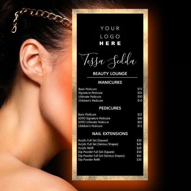 Carte Publicitaire Manucure Pedicure Manucure noir blanc (Hair Makeup Nails Manicure Pedicure Black White Rack Card)