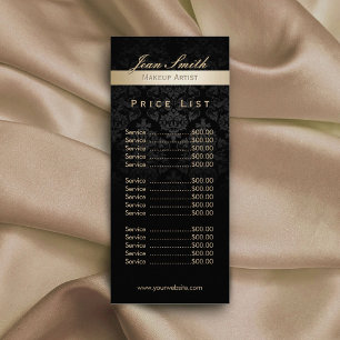 Carte Publicitaire Maquillage Artiste Gold Stried Damask Salon Tarifs