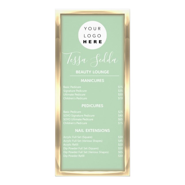 Carte Publicitaire Maquillage des cheveux Manucure Pedicure Gold Mint (Devant)