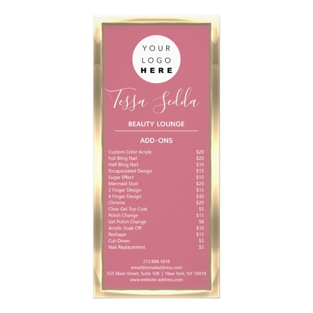 Carte Publicitaire Maquillage des cheveux Manucure Pedicure Gold Rose (Dos)