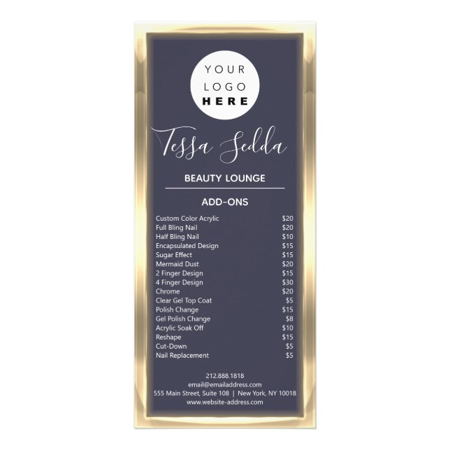 Carte Publicitaire Maquillage des cheveux Manucure Pedicure Or Élégan (Dos)