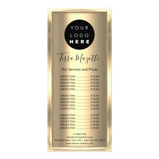 Carte Publicitaire Maquillage des cheveux Soins de la peau Logo Gold  (Dos)