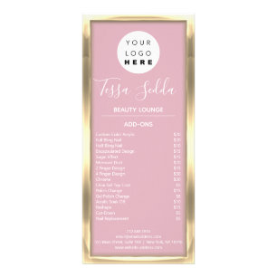 Carte Publicitaire Maquillage ongle manucure pédicure rose Liste des