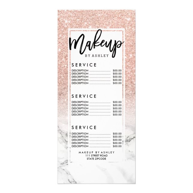 Carte Publicitaire Maquillage typographie rose parties scintillant ma (Devant)