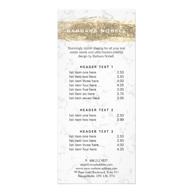 Carte Publicitaire Marbre blanc de peinture de Parties scintillant en (Devant)