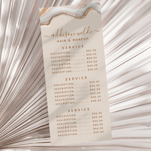 Carte Publicitaire Marbre d'agate élégant doré pailleté Moderne Chic (Créateur téléchargé)