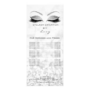 Carte Publicitaire Marque Liste des prix Lashes Extension Silver Grey
