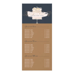 Carte Publicitaire Marron Navy Élégant Cake Pâtissier Floral Pâtisser