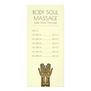 Carte Publicitaire Massage Practice Henna Mehndi Price List