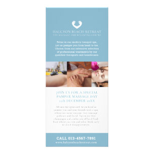 Carte Publicitaire Massage Spa bien-être marketing promotionnel bleu