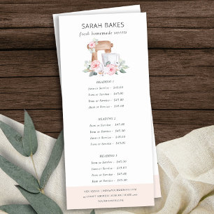 Carte Publicitaire Mélangeur de gâteau rose pâtissier floral Prix de