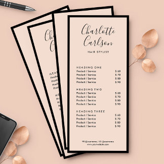 Carte Publicitaire Minimaliste Business Chic Rose