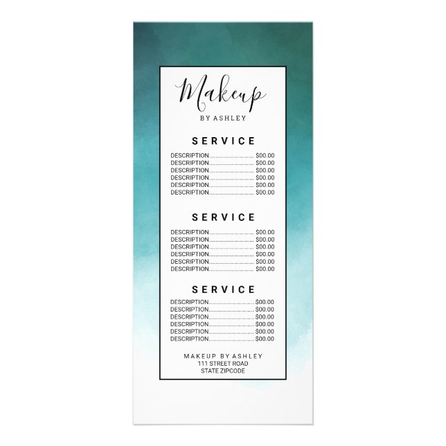 Carte Publicitaire Modern blue greenery watercolor ombre (Devant)